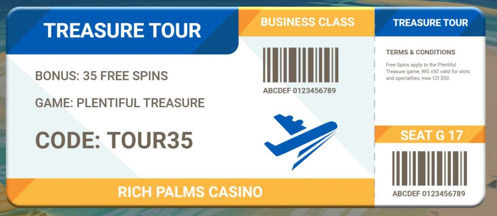 Rich Palms Casino 35 FREE SLOTS SPINS. No deposit required casino bonus!  Win real money and keep what you win!